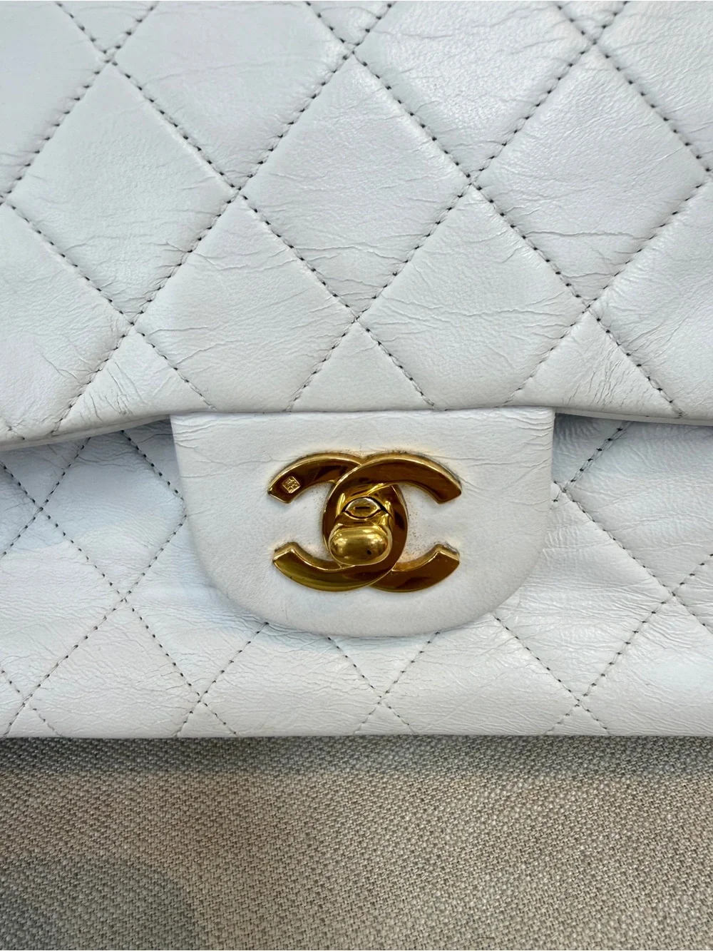 CHANEL White Classic Double Flap Bag